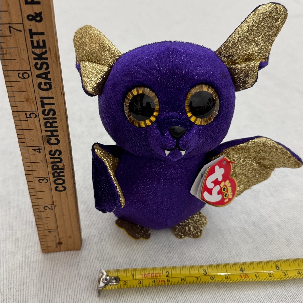 Ty Beanie B👁️👁️s Sparkly Purple and Gold Bat Count birthday is Oct 6 (mlb)